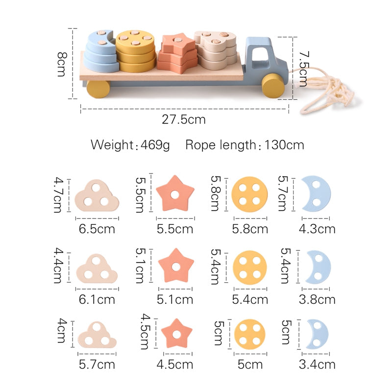 Wooden Trailer - Glide & Learn Montessori Toy