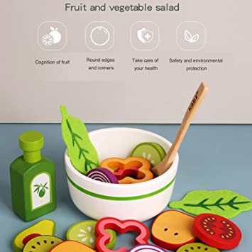 Wooden Salad Toy Set for Kids Play Kitchen